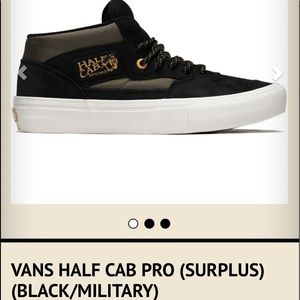 Half cab pro vans black/military mens 10.5